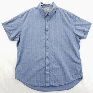 Joe Joseph Abboud Shirt Mens 1X Blue Cotton Short Sleeve Classic Button-Down